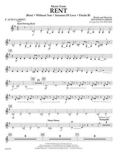 Music from Rent (arr. Jay Bocook) - Eb Alto Clarinet