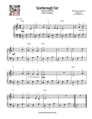 Scarborough Fair (Easy Piano Solo)
