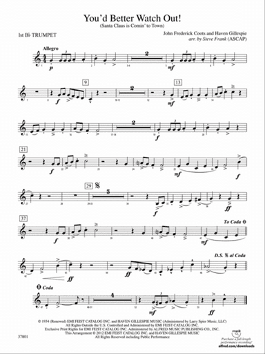 You'd Better Watch Out!: 1st B-flat Trumpet