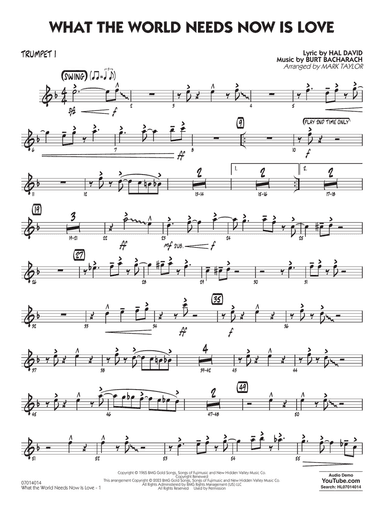 What The World Needs Now Is Love (arr. Mark Taylor) - Trumpet 1
