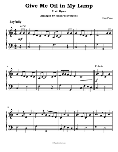 Give Me Oil in My Lamp (Easy Piano)