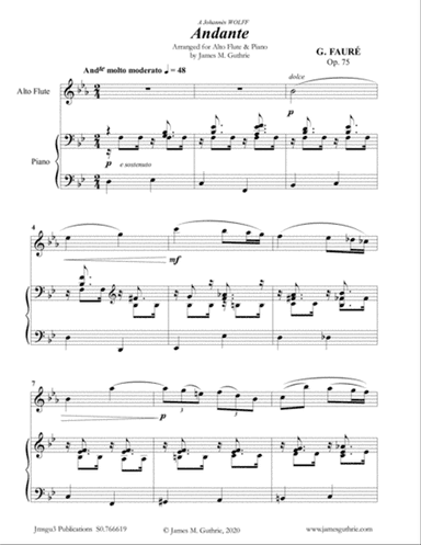 Fauré: Andante Op. 75 for Alto Flute & Piano