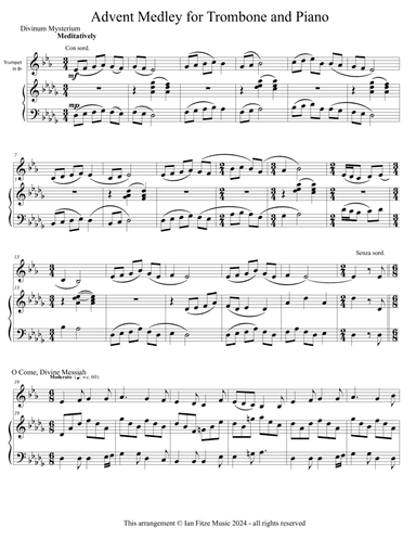 Advent Hymn Medley for Bb Trumpet and Piano