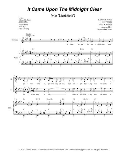 It Came Upon The Midnight Clear (with "Silent Night") (2-part choir - (Soprano and Tenor)