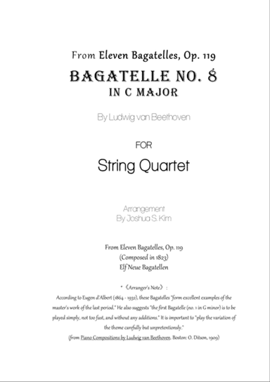 Bagatelle No. 8, Op. 119 for String Quartet