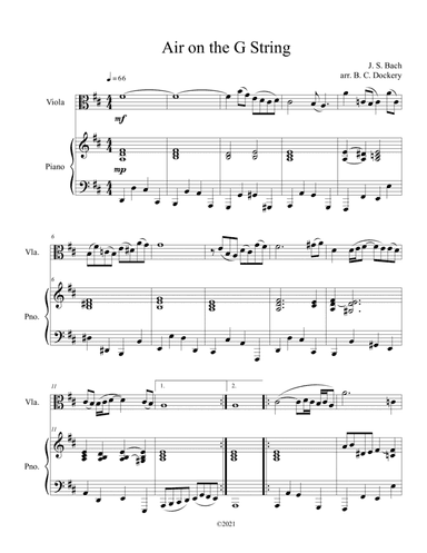 Air on the G String (Viola Solo with Piano Accompaniment)