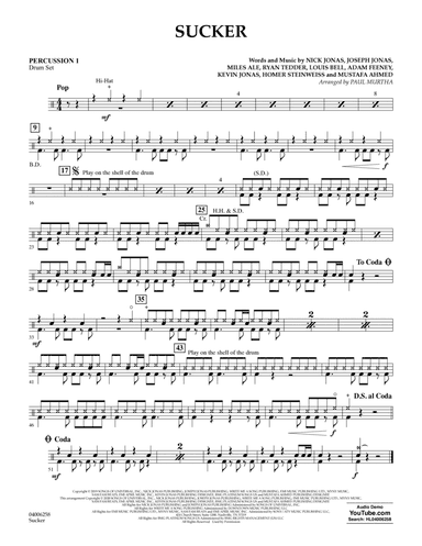 Sucker (arr. Paul Murtha) - Percussion 1