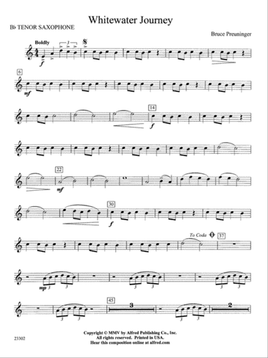 White Water Journey: B-flat Tenor Saxophone