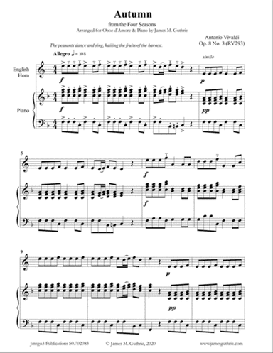 Vivaldi: Autumn from the Four Seasons for English Horn & Piano