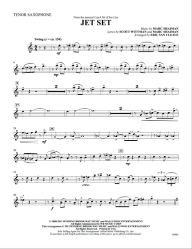Jet Set (from the musical Catch Me If You Can): B-flat Tenor Saxophone