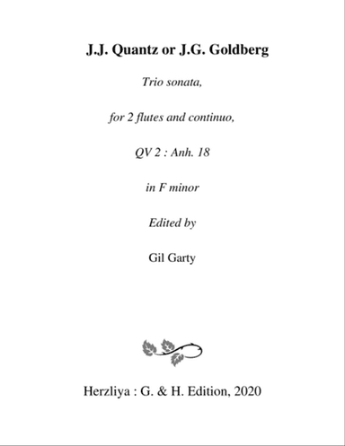 Trio sonata QV 2 Anh. 18 for 2 flutes and continuo in F minor