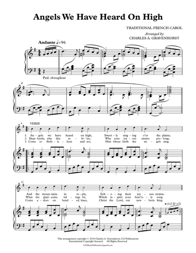 Angels We Have Heard On High – Voice with Piano Accompaniment