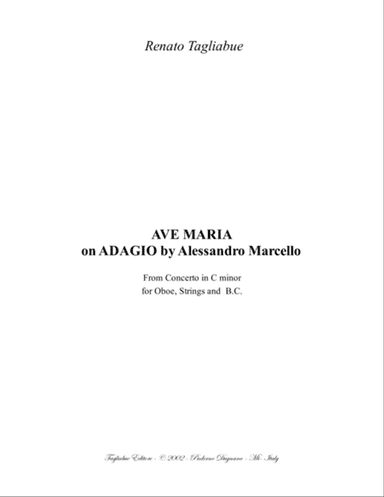 AVE MARIA on ADAGIO by Alessandro Marcello - For SA Choir and Piano/Organ