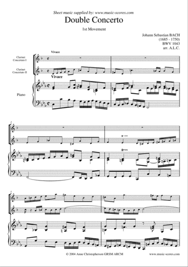 Double Concerto 1st Movement - 2 Clarinets (lower) & Piano