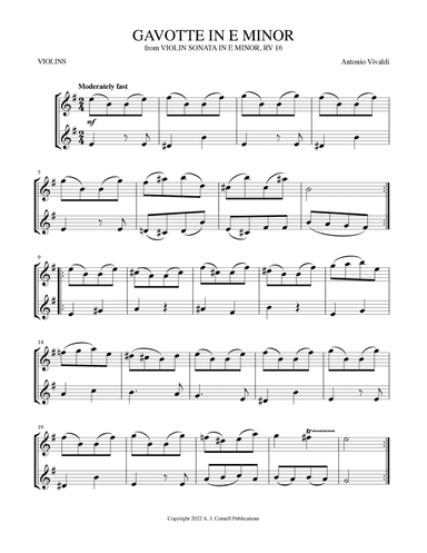 Gavotte in E Minor (from Violin Sonata in E Minor)