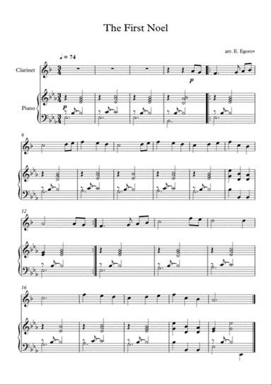 The First Noel, For Clarinet & Piano
