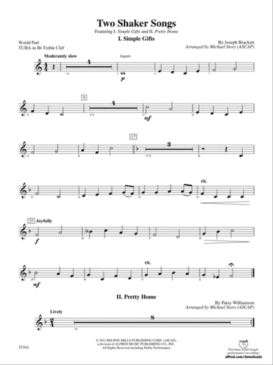 Two Shaker Songs: (wp) B-flat Tuba T.C.