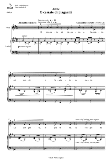 O cessate di piagarmi (Original key. E minor)
