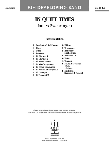 In Quiet Times: Score