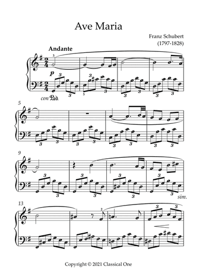 Schubert - Ave Maria(With Note name)