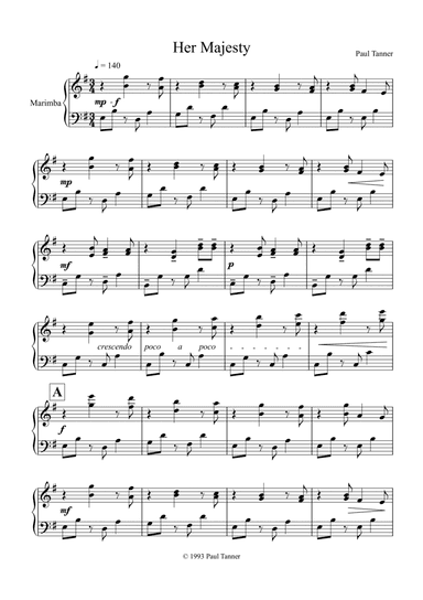 Her Majesty - Marimba solo