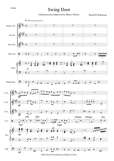 Swing Door for jazz group (saxophones, piano, percussion, bass)