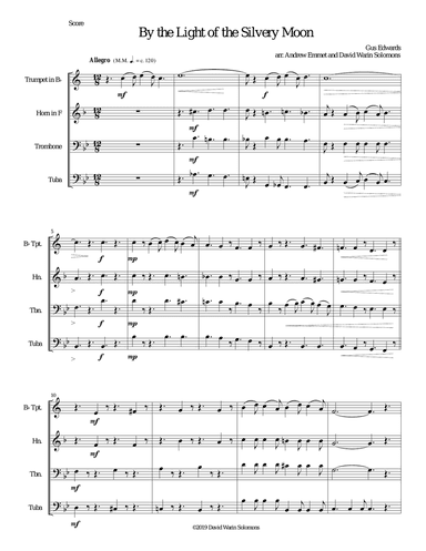 By the light of the silvery moon for brass quartet
