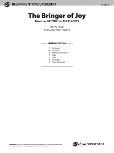 The Bringer of Joy (based on "Jupiter" from The Planets): Score