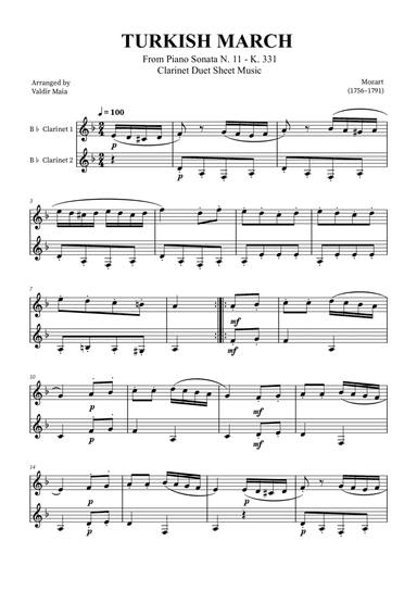 Turkish March - Clarinet Duet