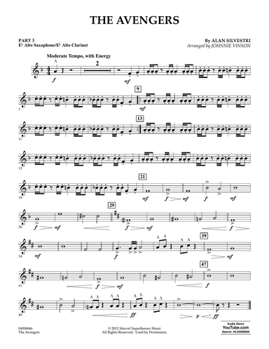 The Avengers (arr. Johnnie Vinson) - Pt.3 - Eb Alto Sax/Alto Clar.