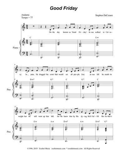 Good Friday (Unison choir - Medium Key)