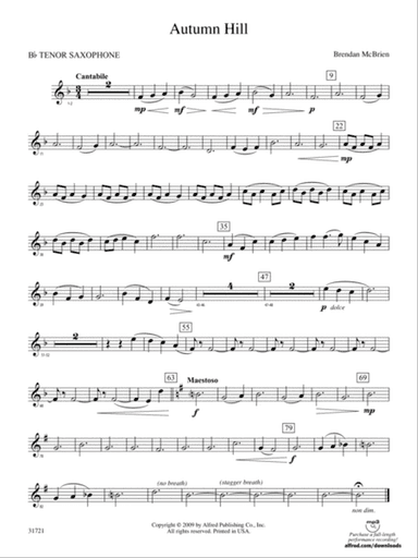 Autumn Hill: B-flat Tenor Saxophone