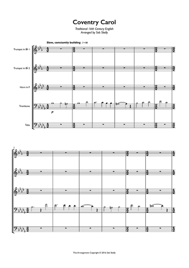 Coventry Carol for Brass Quintet