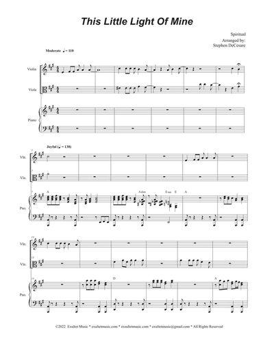 This Little Light Of Mine (Duet for Violin and Viola)