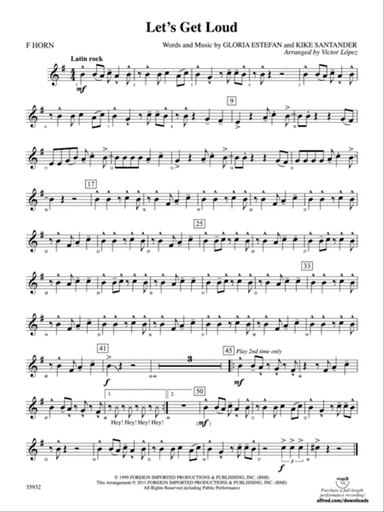 Let's Get Loud: 1st F Horn