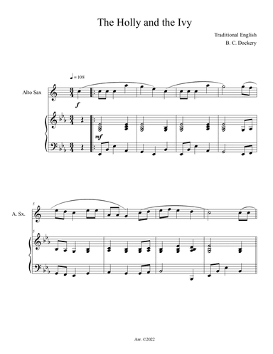 The Holly and the Ivy (Alto Sax Solo with Piano Accompaniment)