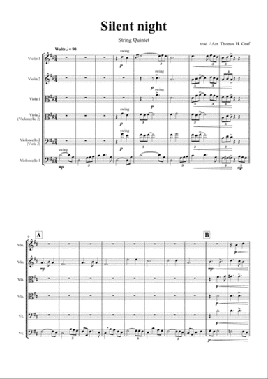 Silent Night - Stille Nacht - Jazz Waltz - String Quintet