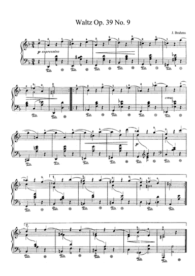 Brahms Waltz Op. 39 No. 9 in D Minor