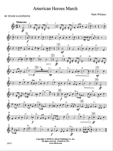 American Heroes March: B-flat Tenor Saxophone