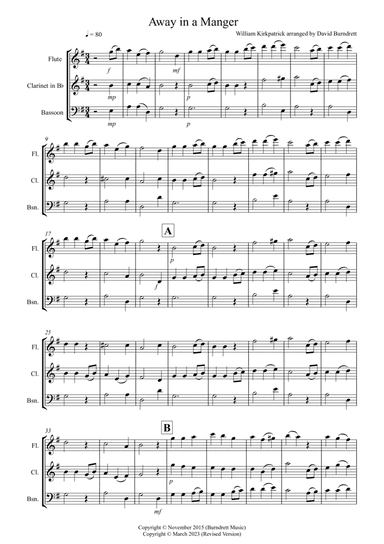 Away in a Manger for Wind Trio