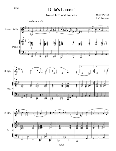 Dido's Lament (Trumpet Solo with Piano Accompaniment)