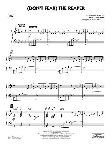 (Don't Fear) The Reaper (arr. Paul Murtha) - Piano
