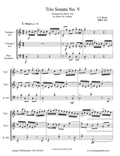 BACH: Trio Sonata No. 5 BWV 529 for Brass Trio
