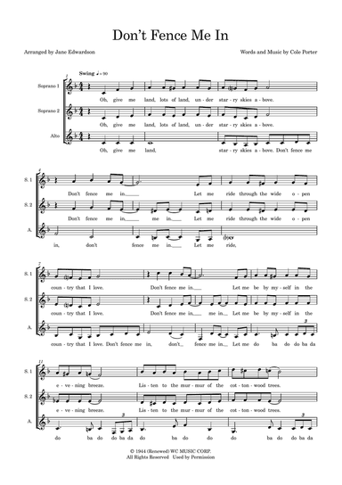 Don't Fence Me In (arr. Jane Edwardson)