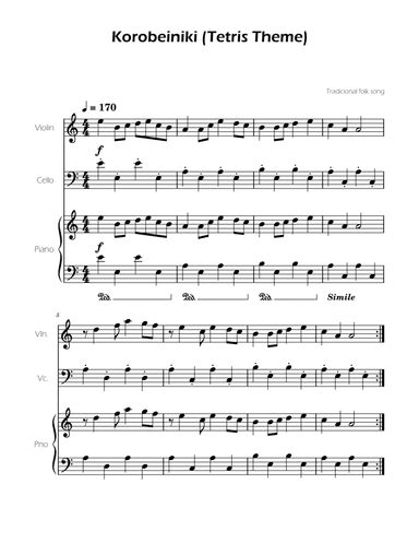 Tetris Theme for Cello and Violin