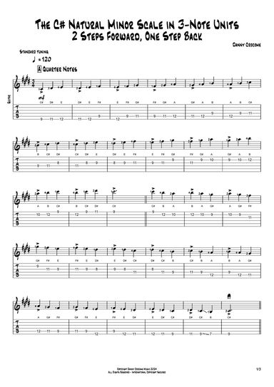 The C# Natural Minor Scale in 3-Note Units (2 Steps Forward, One Step Back)