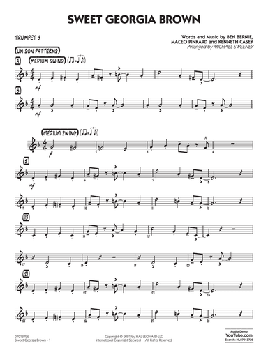 Sweet Georgia Brown (arr. Michael Sweeney) - Trumpet 3
