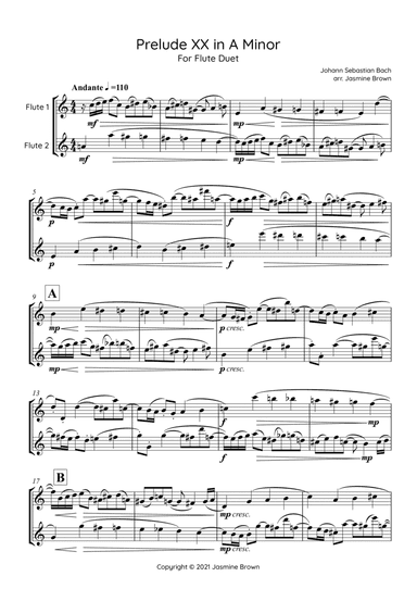 Prelude XX in A Minor - Flute Duet