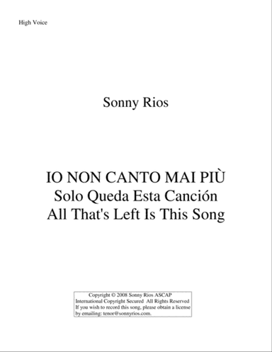 IO NON CANTO MAI PIÙ