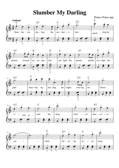 Slumber My Darling - piano sheet music